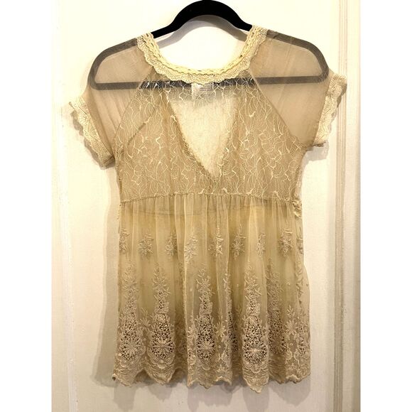 Vintage Alberto Makali Cream Lace Button Up Blouse Shirt Top Women's Size Small - Picture 5 of 10